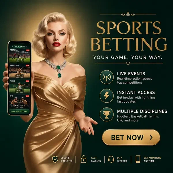 Donna elegante che mostra l'app Billionairespin Sports Betting con eventi sportivi live sullo schermo